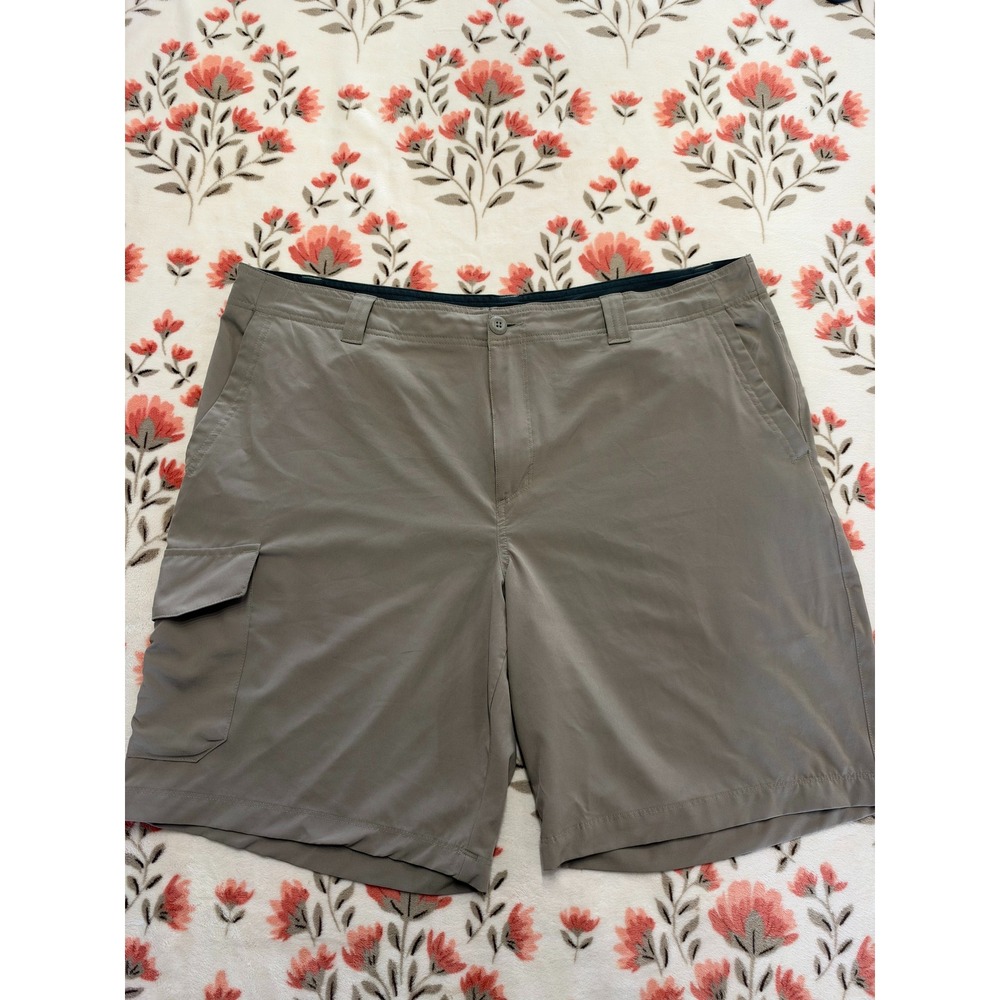 Columbia Men 40 Khaki Tan Cargo Shorts Stretch Hiking Fishing XM9349 10 Inseam